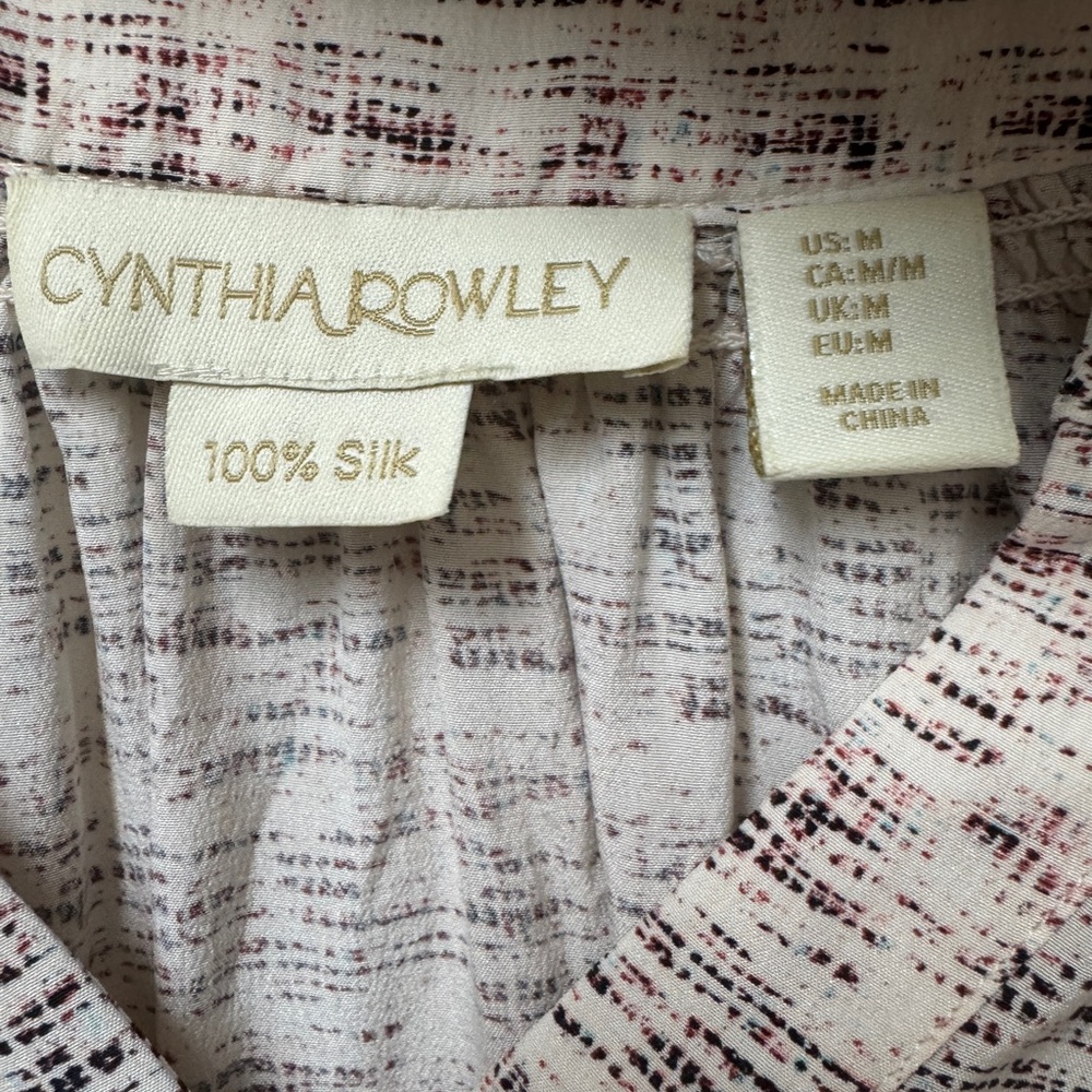 Cynthia Rowley Textured 100% Silk Top in Pink, Cream and Black